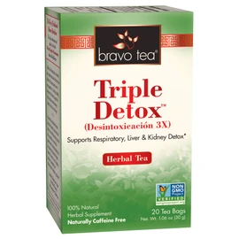 Bravo Tea Triple Detox Herbal Tea Caffeine Free, 20 Tea Bags, 6 Count