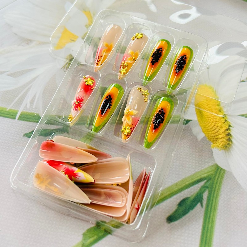 Press on Almond Nails Pointed Acrylic False Fake Nails(T1567)