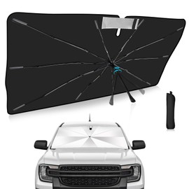 2025 Upgrade Windshield Sun Shade Umbrella Custom Fit for Ford Ranger 2019-2025 Foldable UV Protection Car Cover, Emergency Rain Shield & Dashboard Protector - Durable Auto Accessory