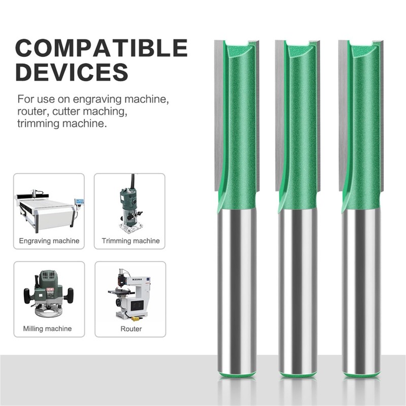 MACHSWON Straight Router Bit 8mm Shank,Double Flute Woodworking Milling Cutter