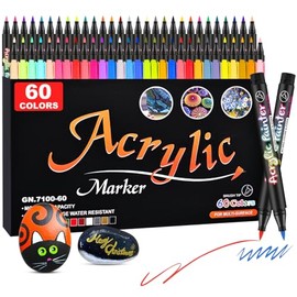 LSHSXPX - 60 Colores Rotuladores Acrilicos, Juego de Rotuladores Acrílicos, Plumones Profesionales para Dibujo, Rotuladores de Pintura, Ideal para Aficionados, Artistas