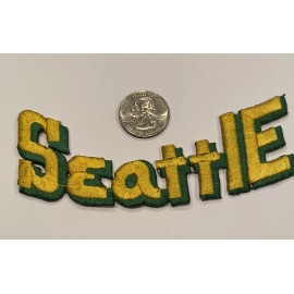 Unbranded "SEATTLE”  VINTAGE  EMBROIDERED  IRON ON  PATCH.   BEAUTIFUL!  5"x 2"
