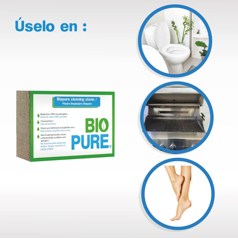 BIOPURE Piedra pomez para Limpiar el baño y Parrilla -