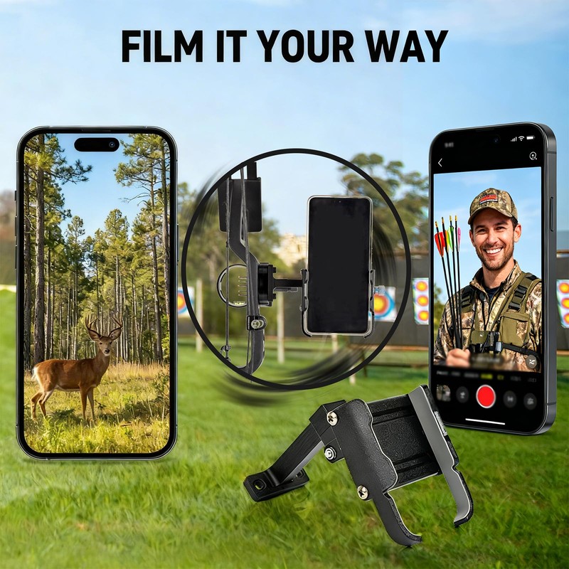 SPG 360° Rotatable Universal Compound Bow Phone Mount, Adjustable Bow