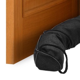 uxcell Door Sweep for Bottom of Doors, 34" x 3" Door Draft Stopper with Hanging Loops Weather Stripping Machine Washable for Windows Blocker Cold Heat Noise Dust, Black