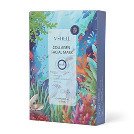 Skincare Facial Mask VSHELL (Pack of 10) Ultimate Facial Sheet Mask: Brightening, Anti-Aging, Hydrating, and Skin Tone Evenness (8D Hyaluronic Acid)