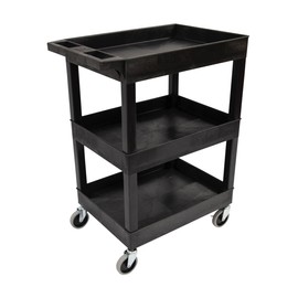 FSE Luxor 373-SEC111-B 24" x 18" Plastic Utility Tub Cart - Three Shelf-Black