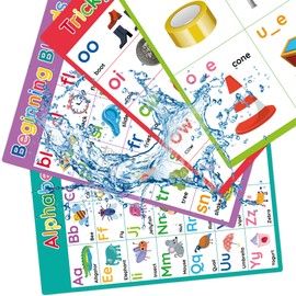 Wasise 10 Pack Alphabet Poster - Preschool Learning Resources, Learning Resources for 3 Year Olds, Alphabet Lore, ABC Phonics Posters for Kids, Toddler, Home Schooling Supplies, Interactive Wall Chart