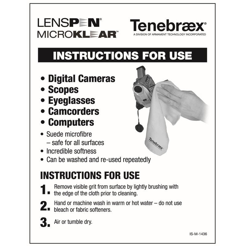 Tenebraex LensPen Microklear Deluxe Microfiber Suede Cleaning Cloth