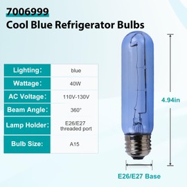 2023 Upgrade 7006999 Blue Glass Replacement Bulb Compatible with sub-Zero Refrigerator,7006999 Blue Glass Lamp Light Bulb E26 40W Cool Blue Refrigerator Bulbs - 4 Pack