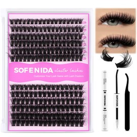 SOFENIDA Lash Extension Kit Thick Lash Cluster Kit 10-18mm Volume Eyelash Clusters D Curl Cluster Eyelash Extensions Kit 3D Wispy Lash Clusters DIY Lash Extension Kit(60D 80D-10-18MIX Thick Kit)