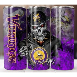 20oz Minnesota Vikings Skull 20oz Insulated Tumbler Travel Mug Stainless Steel Cup