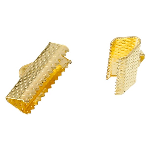 Unbranded 50 Ribbon End Cap Crimp Beads Gold Plated 16mm