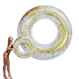 Pool Inflatables Swimming Ring Rubber Rings for Kids Adults,90cm Gold Sequins Inflatable Pool Water Toys,Inflatable Pool Floats Swim Tubes Rings for Girls Boys Women Men Summer Party Beach Water Sport