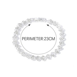 Chaioe Rhinestone Tennis Bracelet Silver Bangle Bracelets Wedding Crystal Hand Chain Jewelry Accessories for Women and Girls