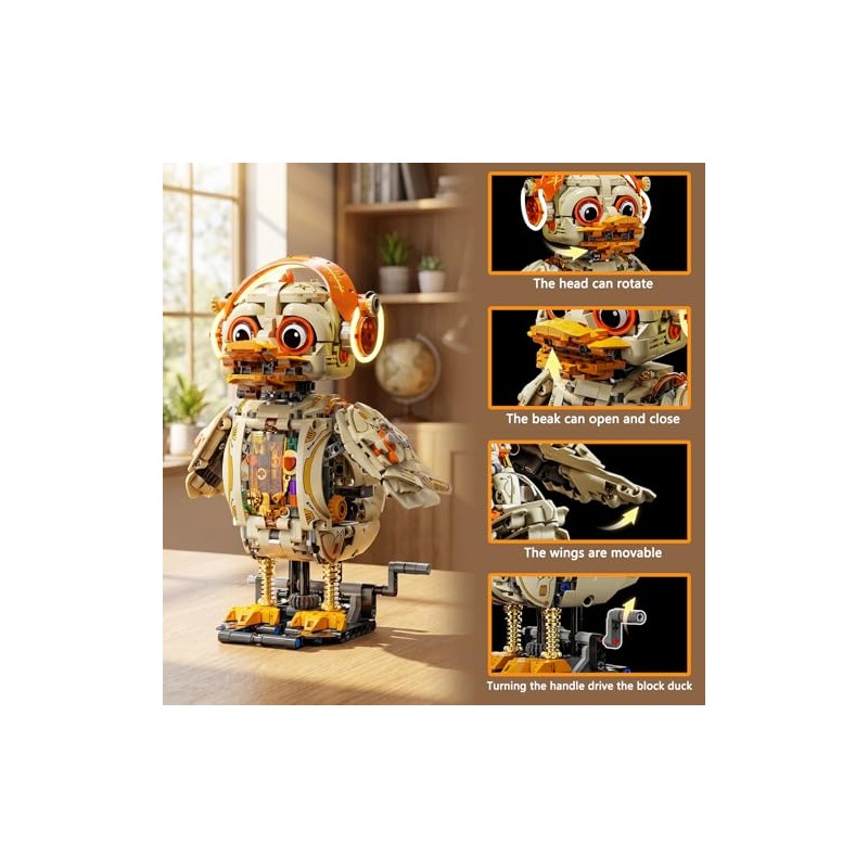 1168 PCS Mechanical Duck Building Block Toy Kit with LED