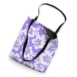 Purple White Hibiscus Reverse Print Aloha Hawaiian Floral Tote Bag