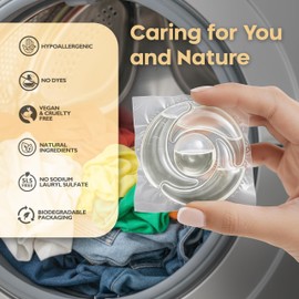 BAVENI Luxury Laundry Detergent Packs – 60 Loads | Plant-Based, Plastic-Free, SLS-Free, Vegan, HE Compatible | Premium Eco Friendly Detergent, Fragrance-Free for Sensitive Skin | American Made