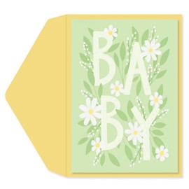 Graphique Daisy Baby Card, Cute Baby Shower Greeting, Congratulations to New Parents, Welcome New Baby, Color-Coordinated Envelope, 5" x 7"