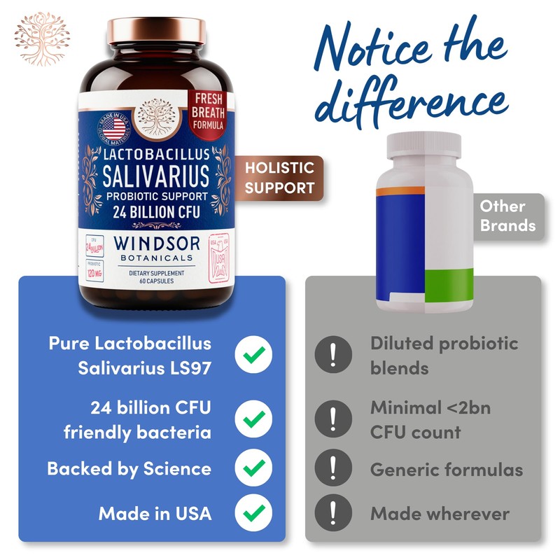 WINDSOR BOTANICALS Lactobacillus Salivarius Probiotic Capsules - L Salivarius Probiotic
