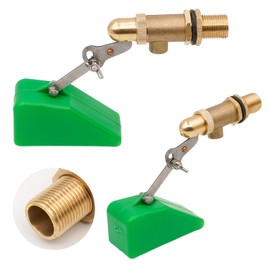 Svauoumu 1/2" Float Valve, 2 Pcs Automatic Brass Float Ball Valve with Adjustable Arm, Automatic Fill Float Ball Valve for Cattle and Sheep Livestock Drinking Trough Float Valve, Green