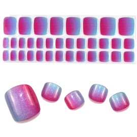 LIFOOST Semi Cured Gel Nail Strips 34 Pc. Toenail Gel Nail Stickers Pedicure Gel Wraps for Nails Glitter Toes Nail Polish Strips for Women Home Nails DIY