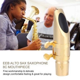Professional sax mouthpiece, gold plated metal construction for performance, professional sax mouthpiece pads with hat pads for jazz, classical, and blues