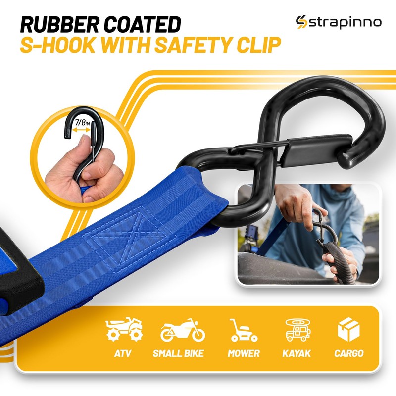 Strapinno Retractable Ratchet Straps 1 in x 10 ft, Secure