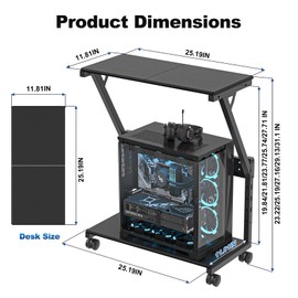 suptek Computer Tower Stand, 5 Levels Height Adjustable PC Tower Stand/Cart with Locking Wheels, 23.22"-31.10", Mobile Rolling CPU Holder, 25In Large PC Stand for Home Office, Black