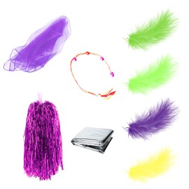 8 Piece Children's Sensory Set, Cheerleading Ball, Feather, Aluminum foil Blanket, Silk Scarf, Hand Rope with Bell, Baby Gift Set to Promote Children's Sensory abilities.