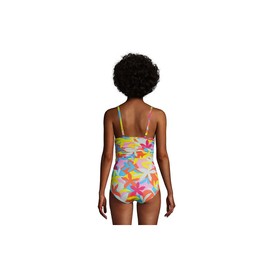 Lands' End Womens Chlorine Resistant Sweetheart One Piece Swimsuit Control Turquoise Multi Graphic Floral Regular 12
