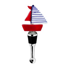 EDZARD Flaschenverschluss Flaschenkorken Segelboot für Champagner, Wein und Sekt, Höhe 13 cm, Korken aus Muranoglas-Art, Handarbeit, Beliebte Geschenkidee/Mitbringsel