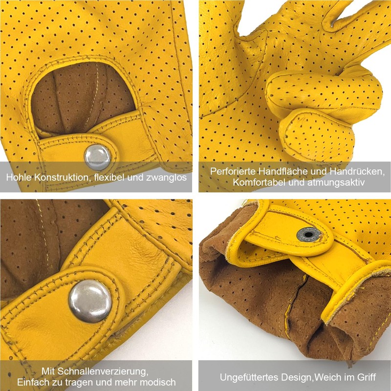 ZLUXURQ Men's Luxury and Soft 100% Sheepskin Leather Driving Gloves