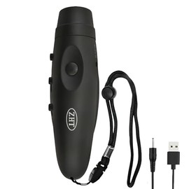 ZHT Silbatos electrónicos para árbitros con carga USB, silbato de emergencia de 3 tonos y alto volumen para entrenadores y maestros, silbatos de seguridad al aire libre con cordón - Color Negro
