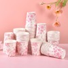 Elyxio 100Pcs Floral Paper Cups Pink Flowers Paper Cups 9oz