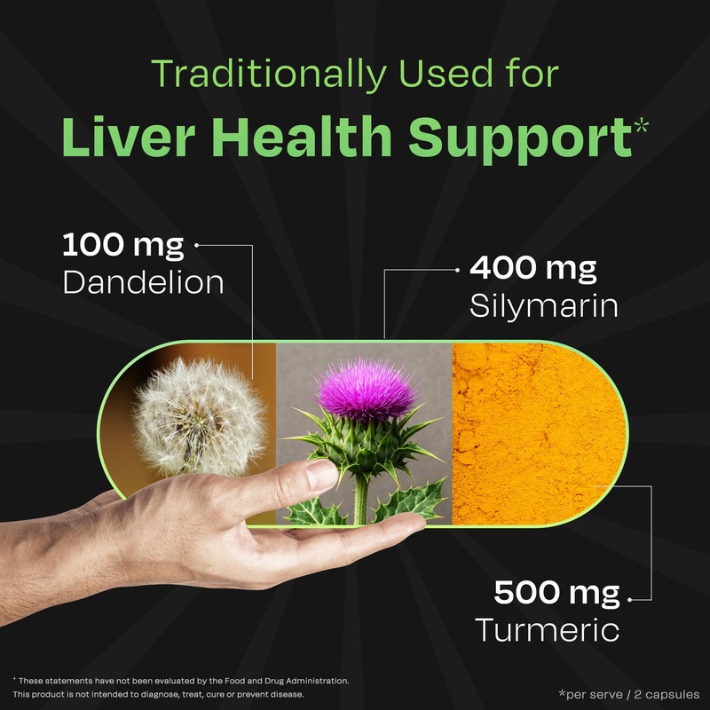 Auric Herbal Liver Support Supplement (Silymarin), Turmeric, Garlic, Ginger for