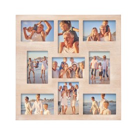 MONT PLEASANT Collage Picture Frames 4x6, 4x6 Brown Picture Frames Collage for Wall Decor 9-Openings, Multi Family Photo for Gallery Decor, Hanging Display Or Tabletop Stand for Living Room