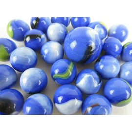 Big Game Toys~25 Glass Marbles Dolphin Blue/Orange/Yellow Swirl Classic Style Game Pack (24 Player, 1 Shooter) Decor/Vase Filler/Aquarium