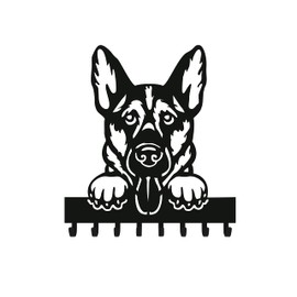 Wall Key Ring with 8 Hooks Modern Wall Mount for Entryway Kitchen Gift Idea Home Furniture Dog Leash (German Shepherd)