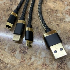 Unbranded 3 in 1 USB Micro Type C Fast Charging Cable Cell Phone Tablet Tab Cord Charger - Black