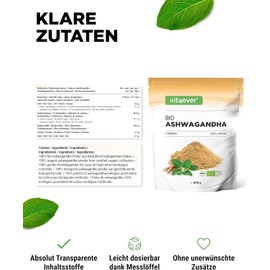 Organic Ashwagandha Root Powder (600g) | 100% Pure Indian Withania Somnifera | Premium Quality | Vegan