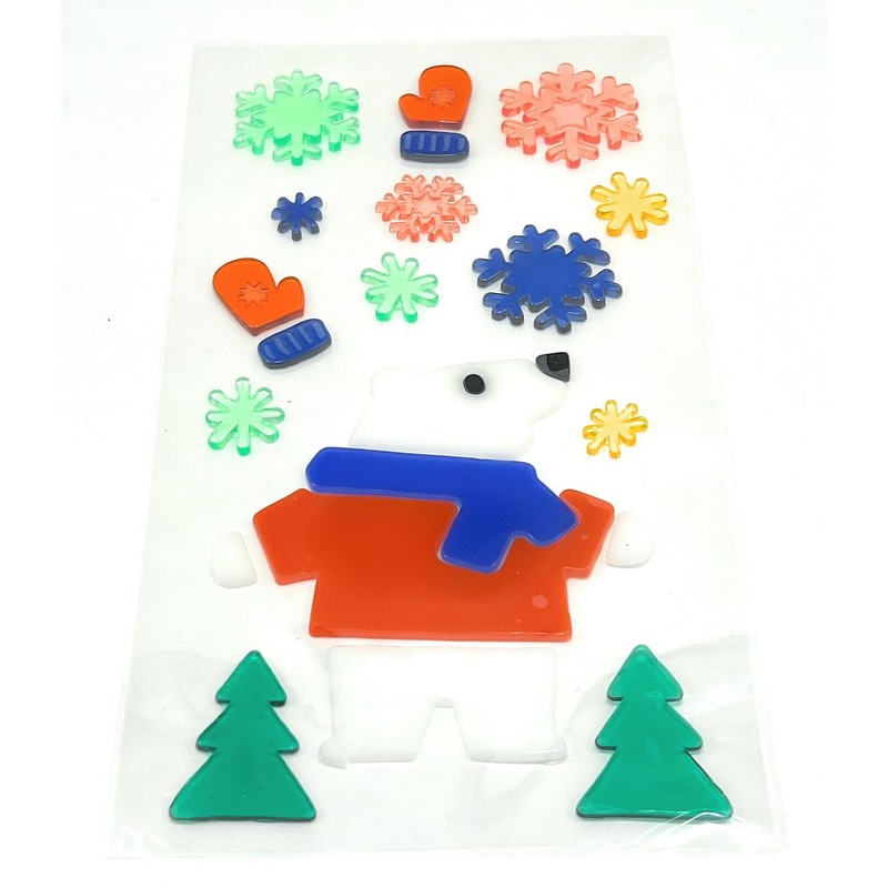 Christmas Gel Clings, 3 Sheets, 70pcs