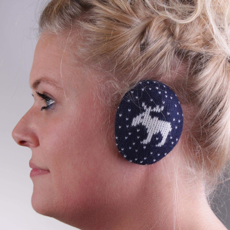 Earbags Leather Ear Muffs, Ear Flaps, Ear Warmers, blue, m