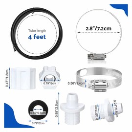 WOHPNLE Chlorator Feeder Connector, Chlorinator Feeder Pack with Nut Seal Clamp Hose Chlorinator Accessories for Hayward Cl200, Cl220, Parts, Chlorinator Hose, Seat Clamp