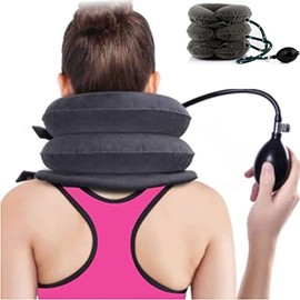 Spinegear Inflatable Neck traction for Home use medically approved 3 layers Air Cervical brace device Spine Shoulder Support for Neck Pain Pinched Nerves & Muscle Strain Collar Stretcher (One Size)