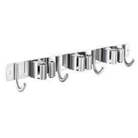 Broom and Mop Hanger Wall Mount, Broom Hook, Broom Rack, Stainless Steel Mop Broom Holder Wall Mounted, Broom Storage, Heavy Duty Broom Organizer Wall Mount for Laundry Room ( 3 Racks 4 Hooks )