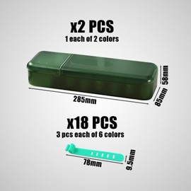 2 Cable Storage Boxes, 18 Storage Ties, 7 Cable Storage Boxes on Each Layer, Suitable for Storage and Organization of Headphones, Chargers, Cables, Etc. (Green, White)