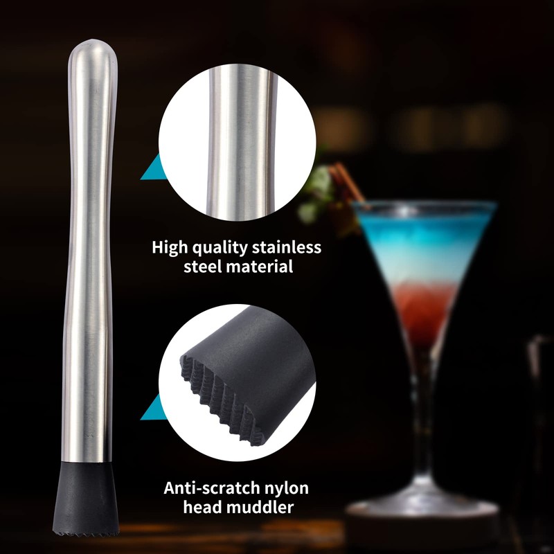 10 inch & 8 inch Stainless Steel Cocktail Muddler with