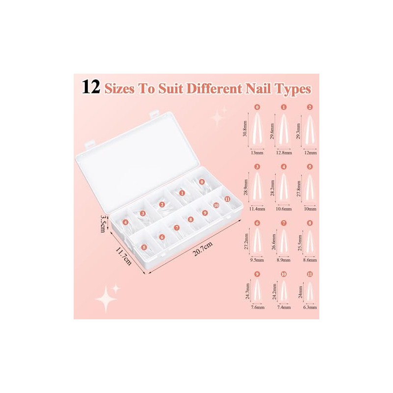 Alyvisun Long Stiletto Half Cover Nail Tips | 600 Pieces