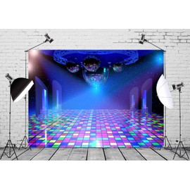 12x10ft Fabric Disco Party Backdrop Vintage 70s 80s 90s Disco Ball Stage Backdrop Night Club Neon Music B'Day Backdrop Disco Theme Decor Let's Glow Crazy Backdrop Studio Props (Retro-11-1210)